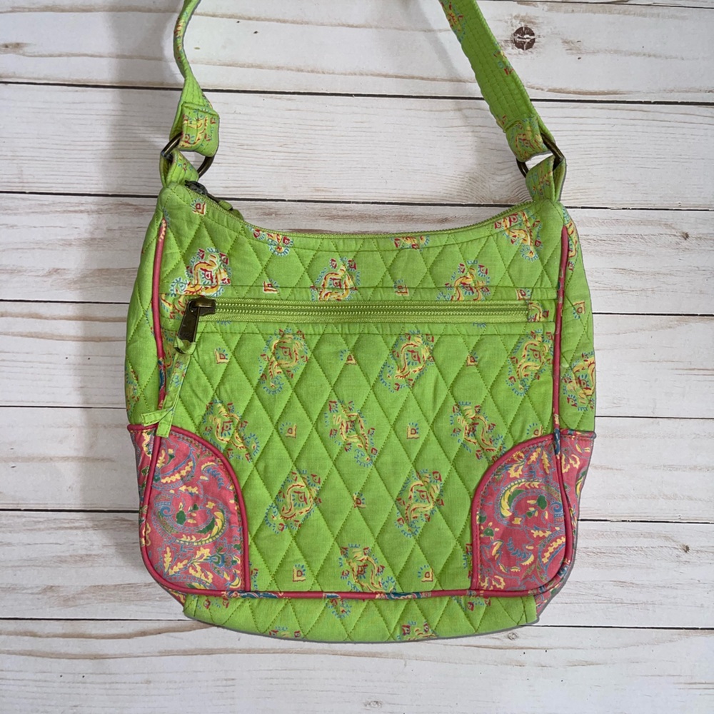 Green quilted shoulder bag